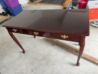 Cherry Wood Writing Desk with Three Drawers