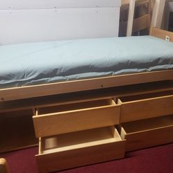 COMPLETE TWIN BED SET WITH BOTTOM DRESSER, BED AND FRAME (HOME4)