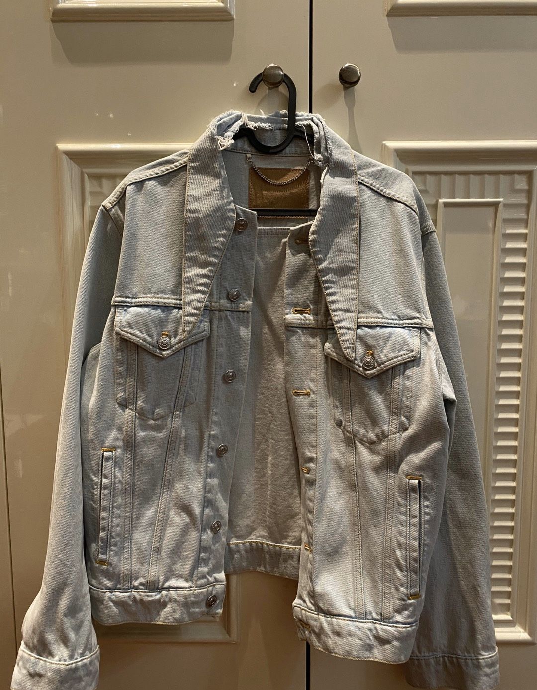 Balenciaga ribbon denim jacket wash blue