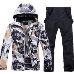 Men's Winter Snowsuit Waterproof Windproof Mountain Jacket and Pant Sets Insulated Snowboarding Skisuit 