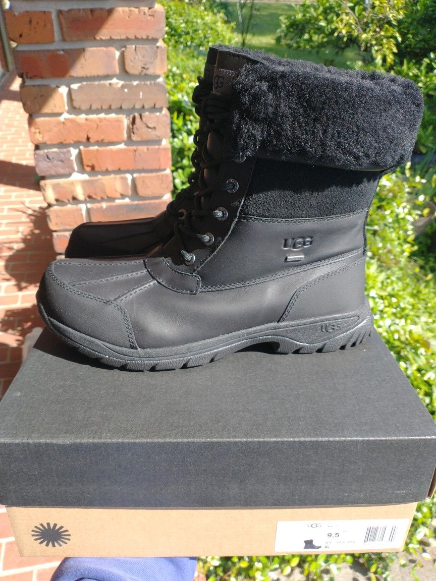 New UGG Butte Black Men Boot Men Size 9.5