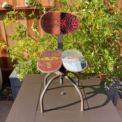 Vintage 1970 School Chair Repurposed With Skate Decks