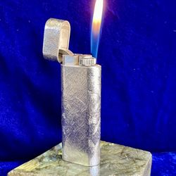 Vintage Silver Brushed Cartier Lighter Mint Condition Works 1 Year Warranty 