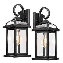 Black Exterior Light Fixtures 2-Pack, Anti-Rust Aluminum Outdoor Wall Lights for House