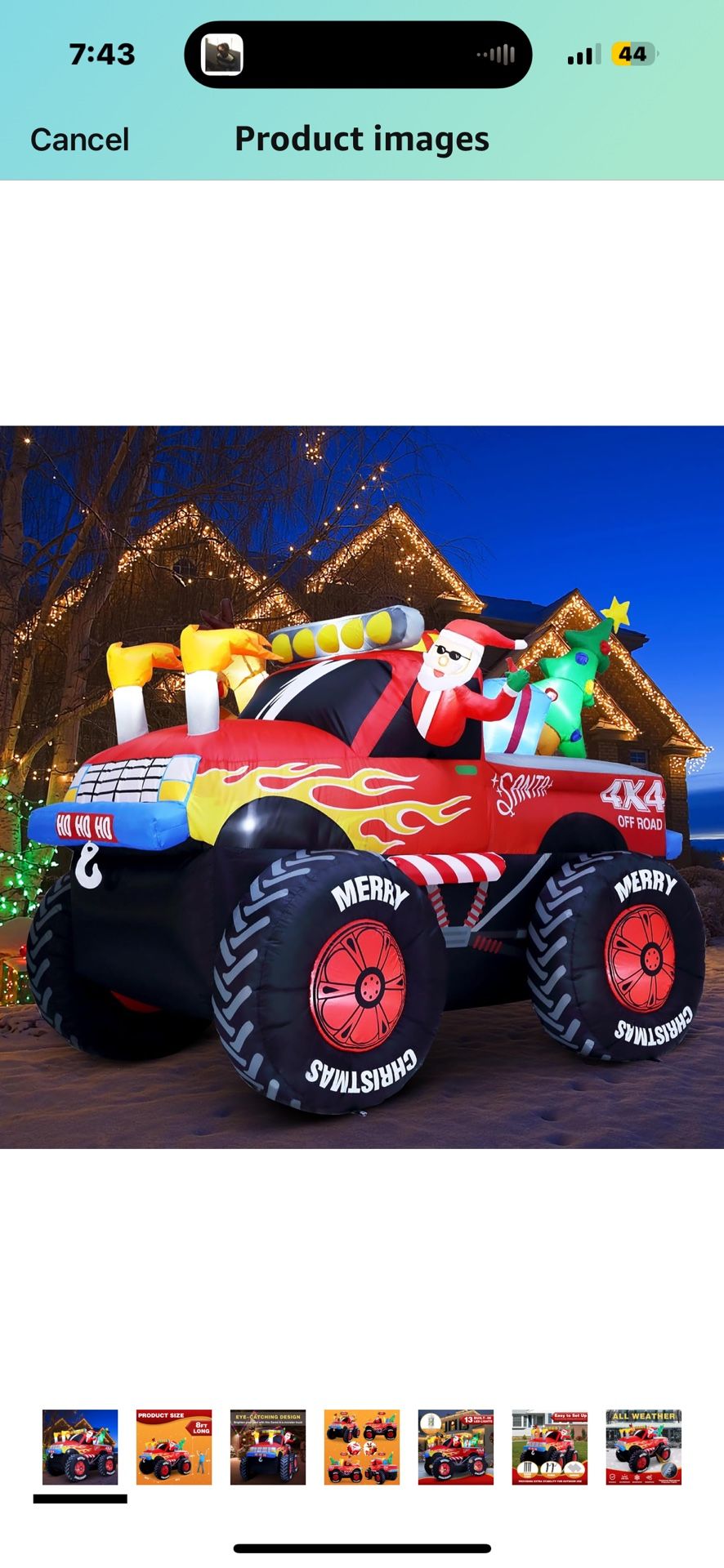 8 FT Long Santa in Monster Truck Christmas Inflatables Outdoor Decorations, Christmas Blow Up Santa Claus Yard Decorations for Garden Lawn Xmas Decor