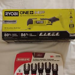 Tool Bundle! Ryobi One+ HP Brushless Multitool 18V Cordless Multi-Tool Diablo 5 Piece Oscillating Blade Set