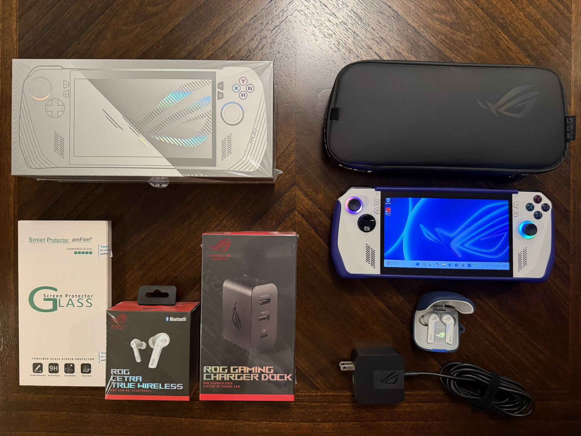 ASUS ROG Ally Z1 Extreme 512GB, 74Wh Battery Upgrade + Case Dock Earbuds Bundle