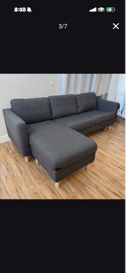 IKEA PRUP 92" Sofa with Storage Chaise, Vissle Gray Very Clean and Excellent Condition Like New