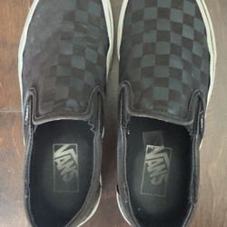 Vans Checkerboard  Black Slip Ons