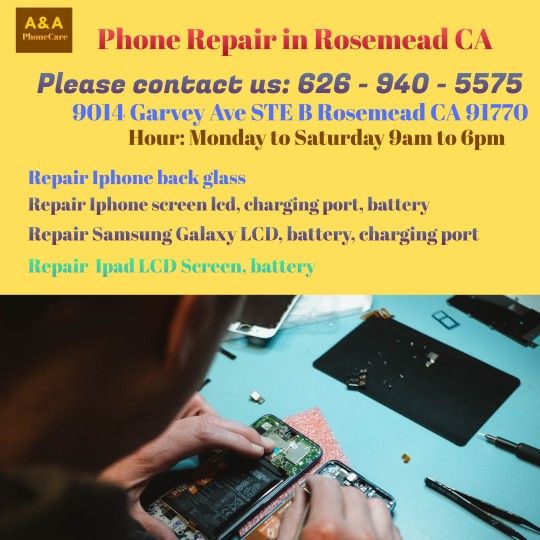 Iphone Screen Repair Service At Rosemead CA From $39 Please Contact Us 626 940_5575 9014 Garvey Ave STE B Rosemead CA  