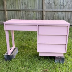 Pink 4 Drawer Solid Wood Desk