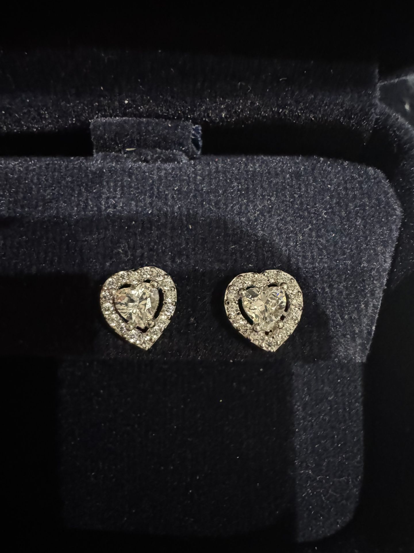 Earrings heart halo CZ With 925 Sterling Silver