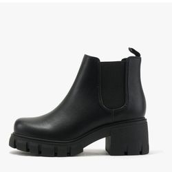 Soda PIONEER ~ Women Lug Sole Mid Heel Chelsea Fashion Ankle Bootie w/Double Elastic Gore