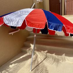 CARNIVALE 8” UPF50+ BEACH UMBRELLA - color white/red/blue