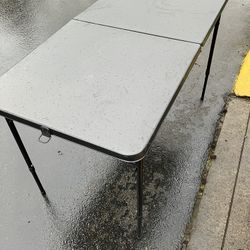Black Adjustable Folding Table. Hardly Used. Still In Very Good Condition(See & Click On Pictures)