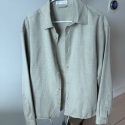 Zara Jacket Shirt Beige Size M