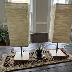 Matching Rectangular Fabric Table Bedside Lamps