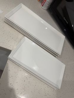 White Rectangular Ceramic Serving Platters Set