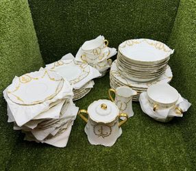 51 Pc Antique Haviland France Gold Decor China Dinnerware Set Local Pickup