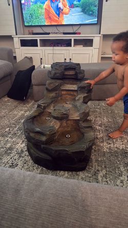 Water Fountain. 37” 5 Tier  Rock Waterfall LED lighting outdoor