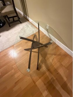 Glass Top, Wooden Base Table