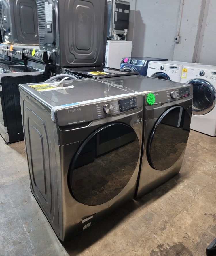 New Scratch And Dent Samsung Front Load Washer And Electric Dryer Set 6-months Warranty 