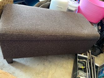 SIMPLIHOME Avalon Extra Large Storage Ottoman Bench - Brown Polyester Linen