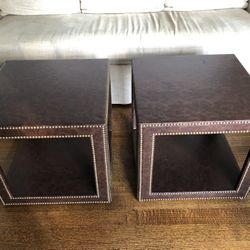 Auxiliary Open Cube Studded Faux Leather end tables