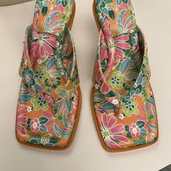 New Circus NY by Sam Edelman Women Frances Heel Sandal Creamsicle Wasabi Floral