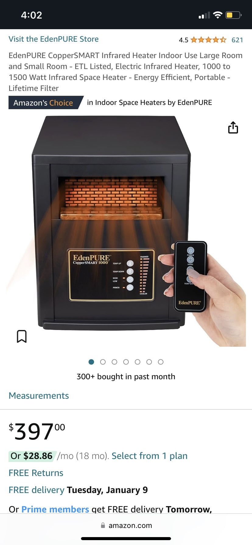 Edenpure Quartz Infrared Portable Heater Edenpure Infrared Heater
