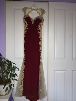 red/burgundy prom dress