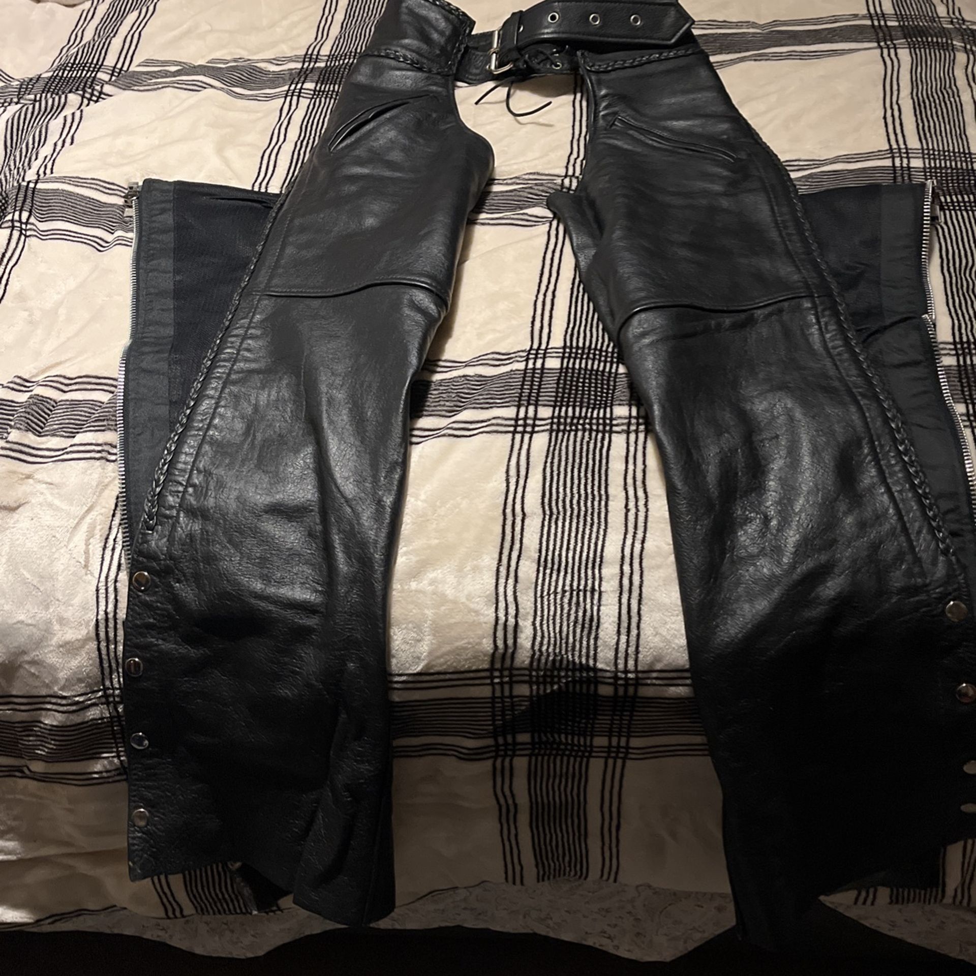   Recently Shined Up Genuine Black Leather Chaps W/MatchingVest
