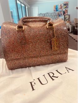 Furla Candy Bag Gold Glitter Satchel $100