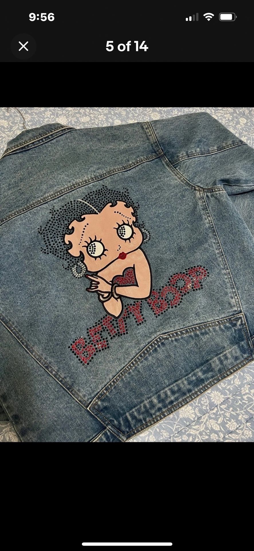Betty Boop Men’s Denim Jacket W/ Leather on the Back-Fits Like XL Womens Or Men’s Medium-Like New!!!