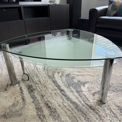 Glass Coffee Table Triangular Dual Level