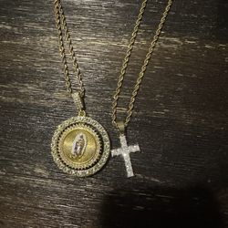 Virgin Mary Necklace & Cross Pendant Necklace