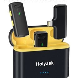 Wireless Lavalier Microphone for iPhone iPad-iPhone Microphone Noise Canceling, Lapel Microphone with 2 Mini Microphones, Lav Mic for YouTube, Faceboo