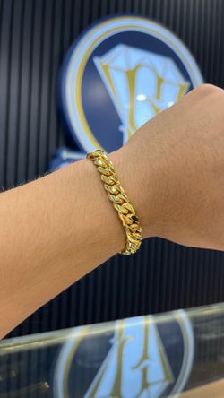 Handmade Miami Cuban Link Bracelet 12MM 7.5” Gold Over Silver