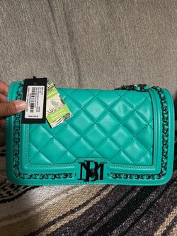 Badgley Mischka Quilted Crossbody Bag Green Vegan Leather