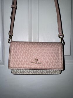 Jet Set Small Two-Tone Logo Crossbody Michael Kors Bag Pink & Cream
