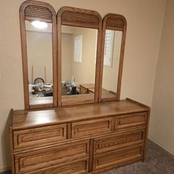 Dresser With Mirror And Two Nightstands