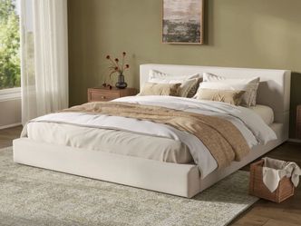 King Size Linen Bed Frame Like NEW