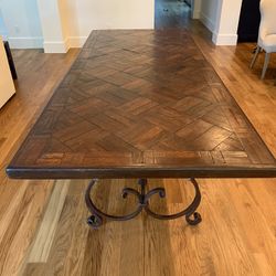 Vintage Parquet Dining Table For 8