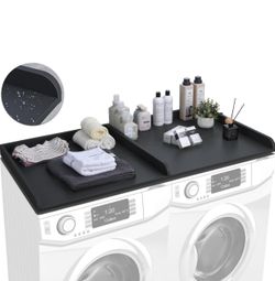 54" x 27.5" Washer Dryer Countertop with Edge, Laundry Topper for Laundry Room Organization, Black