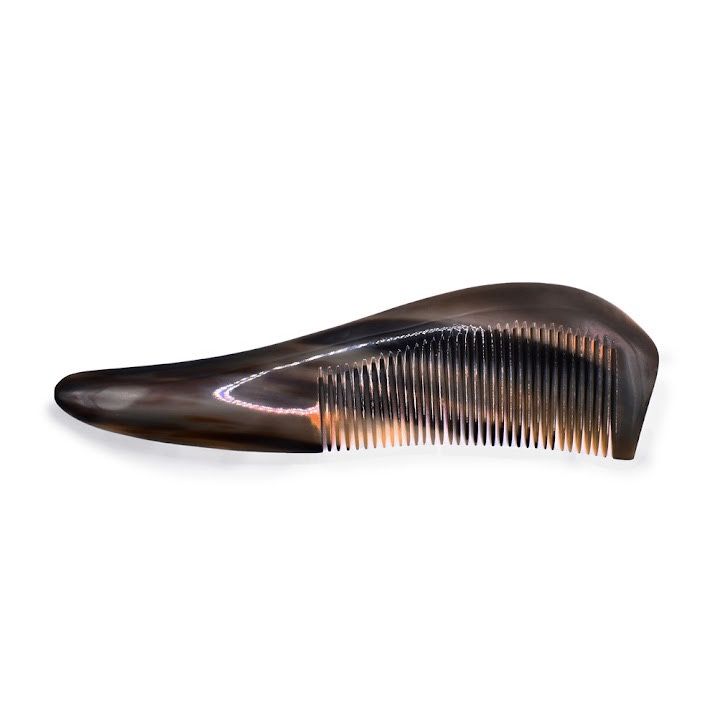 EnchantedBodywork-Natural Black Yak Horn Scalp Massage Comb (7-71/2in) Anti Static, Antidandruff, Muscle Scraping, Relieves Headache And Muscle Ache