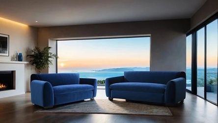 Royal Blue Velvet Sofa Set – Sofa and Loveseat