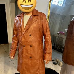 Custom Made Leather Jacket Overcoat 