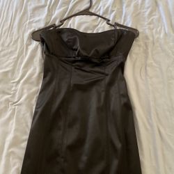 Black satin Strapless BeBe dress
