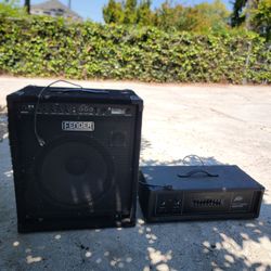Fender Rumble 100 V1 Bass Combo Amplifier & Peavey 300 Series Monitor Amplifier