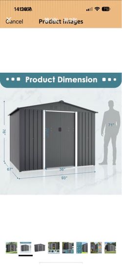 Outdoor Metal Storage Shed 93" x 67"